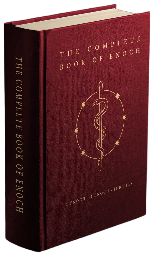 The Complete Book of Enoch: an oxblood hardcover with the gold staff and serpent
